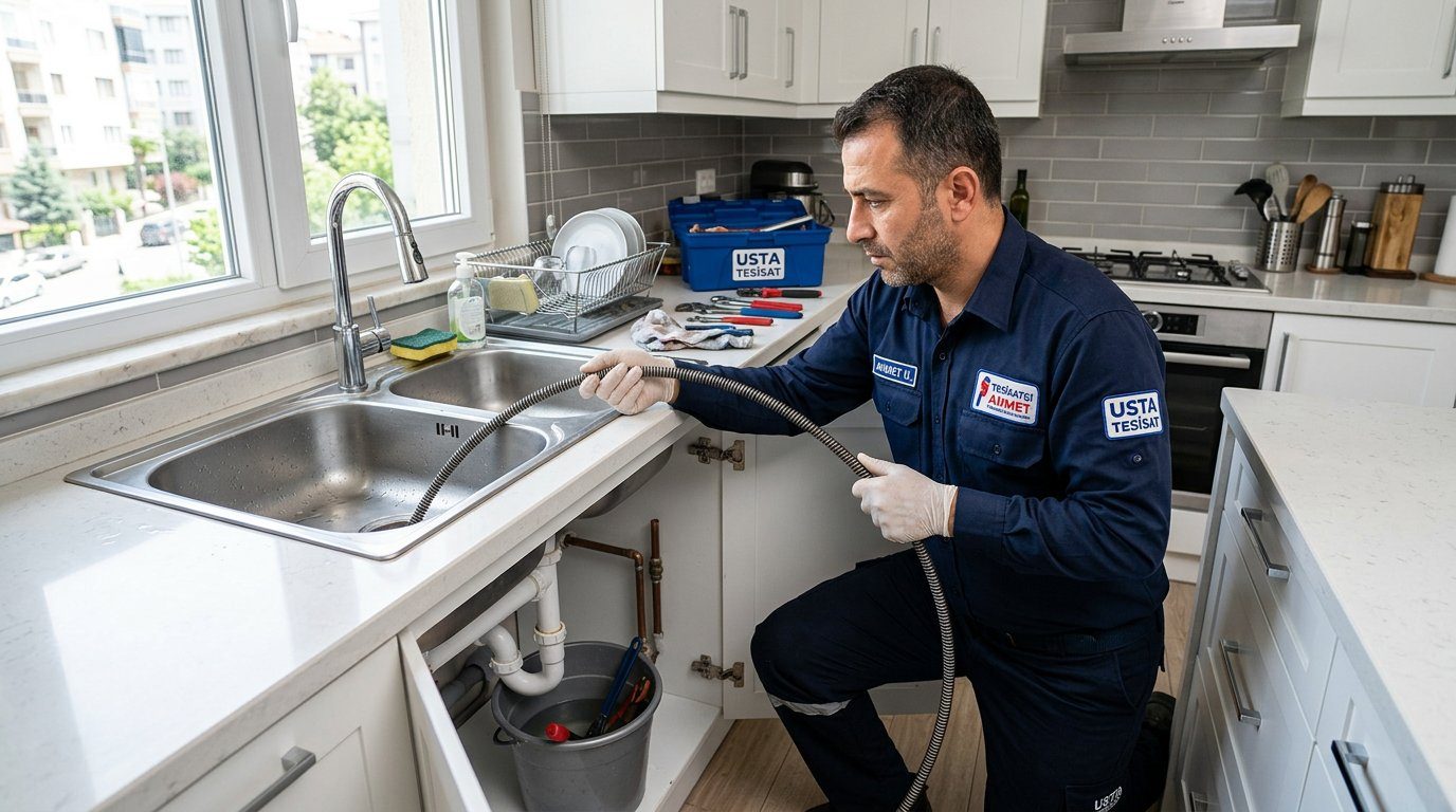 Lavabo Tıkanıklığı Açma için tesisat ve gider uygulaması