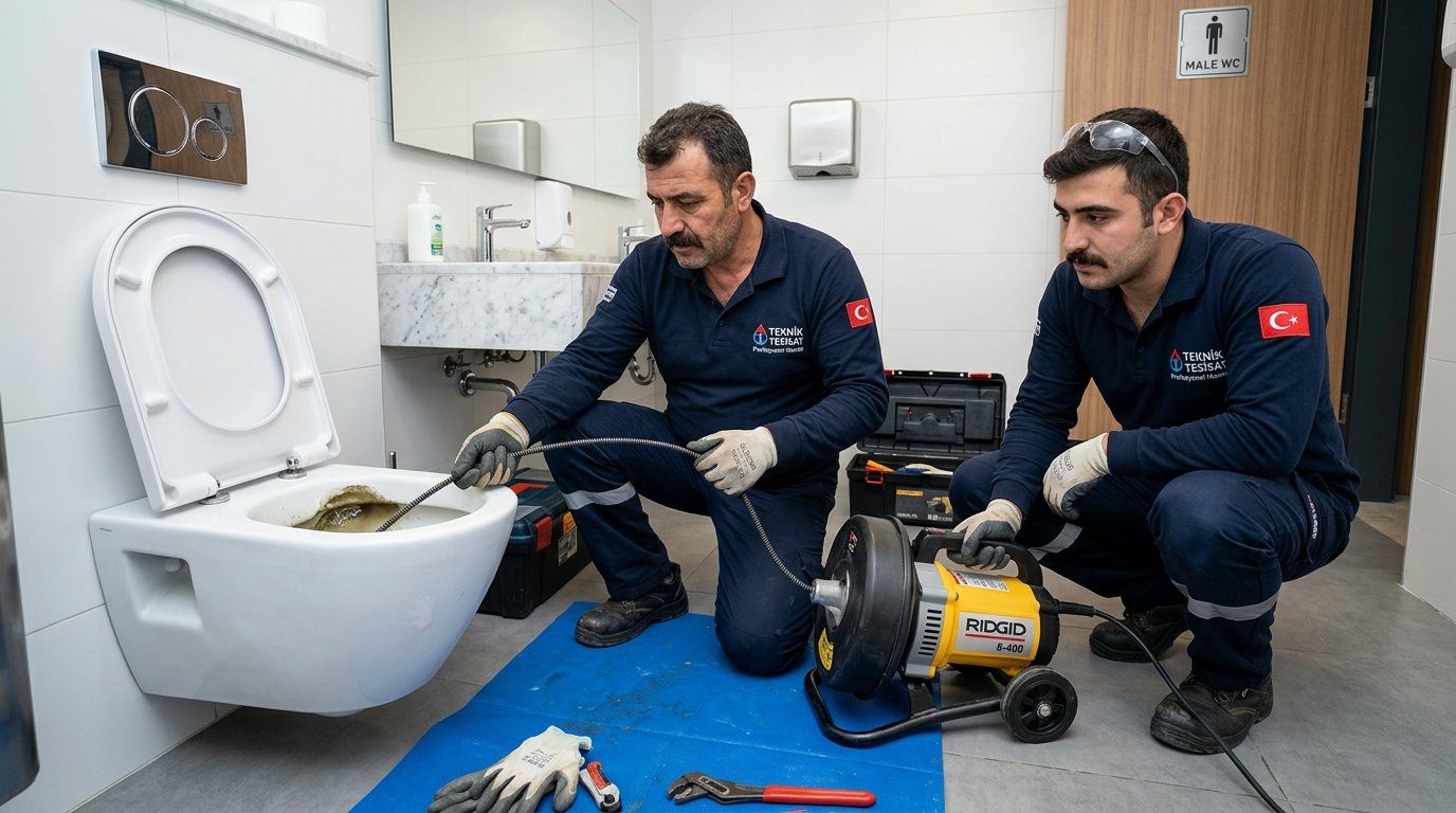 Tuvalet Tıkanıklığı Açma için tesisat ve gider uygulaması